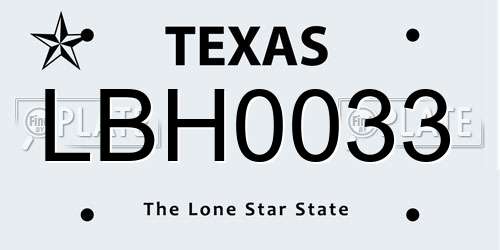 LBH0033 Texas License Plate