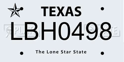LBH0498 Texas License Plate