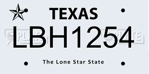 LBH1254 Texas License Plate