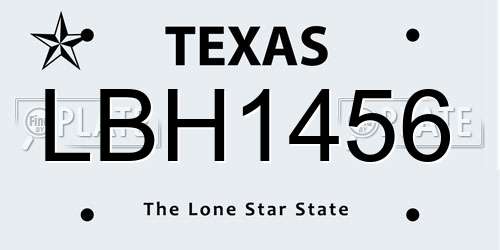 LBH1456 Texas License Plate