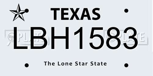 LBH1583 Texas License Plate