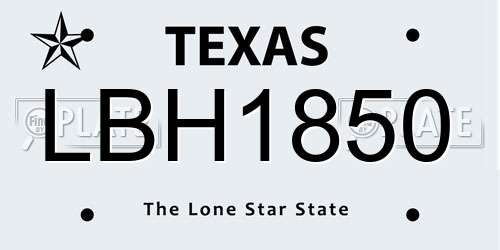 LBH1850 Texas License Plate
