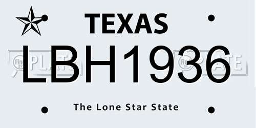 LBH1936 Texas License Plate