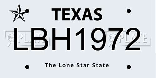 LBH1972 Texas License Plate