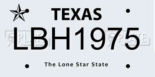 LBH1975 Texas License Plate