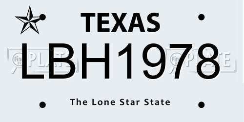 LBH1978 Texas License Plate