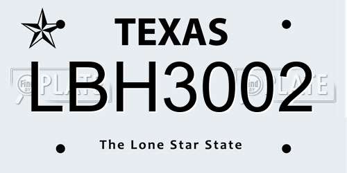 LBH3002 Texas License Plate