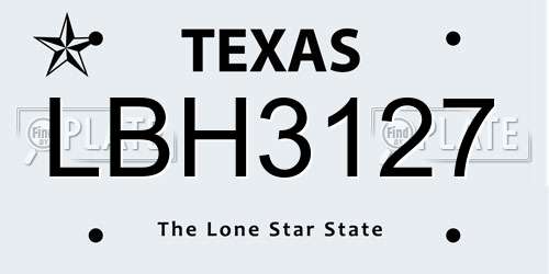 LBH3127 Texas License Plate