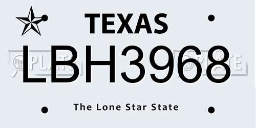 LBH3968 Texas License Plate
