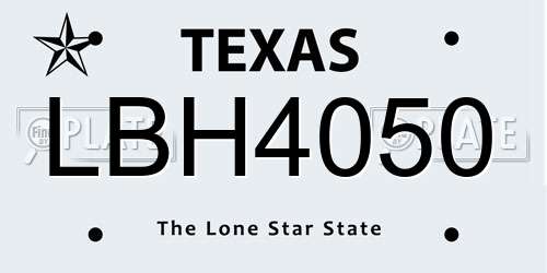 LBH4050 Texas License Plate