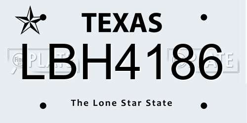LBH4186 Texas License Plate