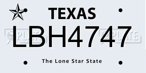 LBH4747 Texas License Plate