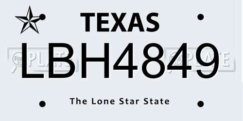 LBH4849 Texas License Plate