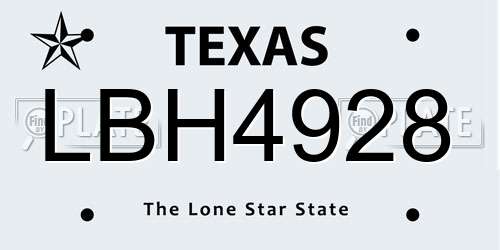 LBH4928 Texas License Plate