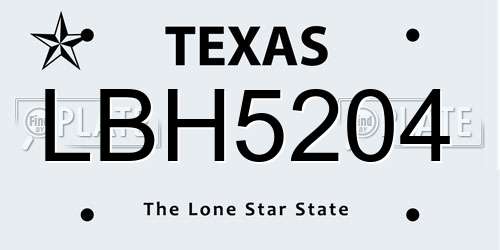 LBH5204 Texas License Plate