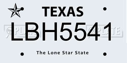LBH5541 Texas License Plate