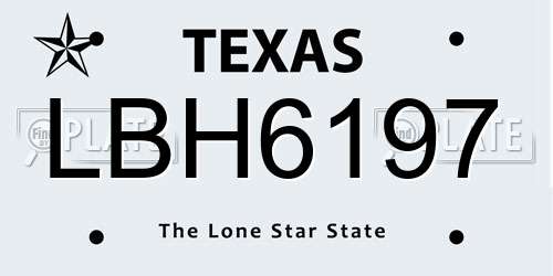 LBH6197 Texas License Plate