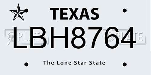 LBH8764 Texas License Plate