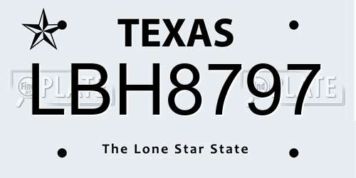 LBH8797 Texas License Plate