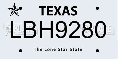 LBH9280 Texas License Plate