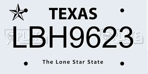 LBH9623 Texas License Plate