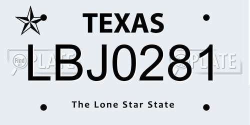 LBJ0281 Texas License Plate