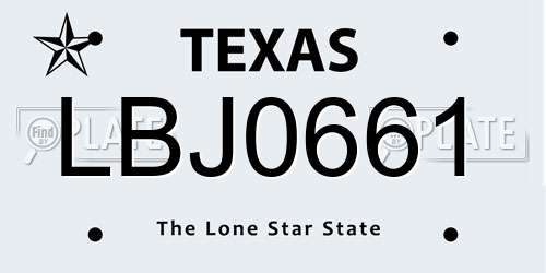LBJ0661 Texas License Plate
