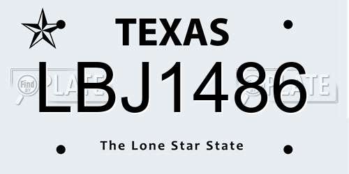 LBJ1486 Texas License Plate