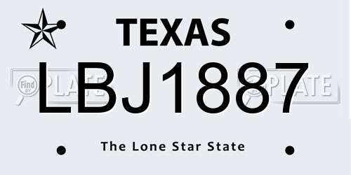 LBJ1887 Texas License Plate