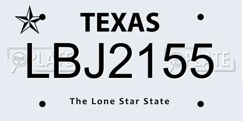 LBJ2155 Texas License Plate