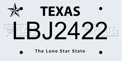 LBJ2422 Texas License Plate