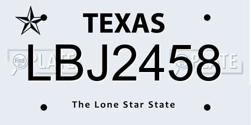 LBJ2458 Texas License Plate