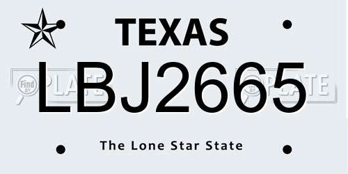 LBJ2665 Texas License Plate
