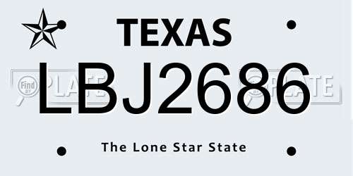 LBJ2686 Texas License Plate