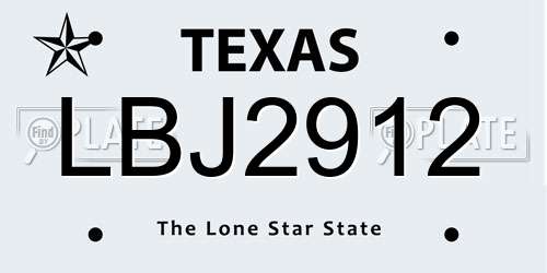 LBJ2912 Texas License Plate