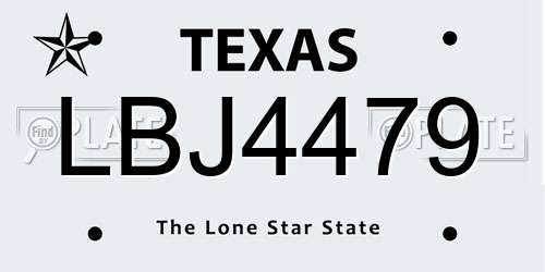 LBJ4479 Texas License Plate