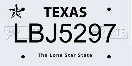 LBJ5297 Texas License Plate