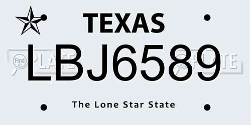LBJ6589 Texas License Plate