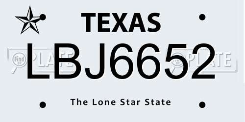 LBJ6652 Texas License Plate