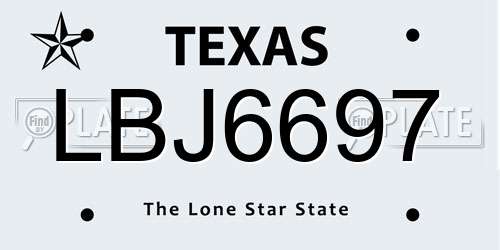 LBJ6697 Texas License Plate
