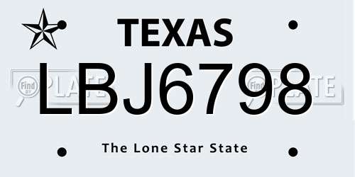 LBJ6798 Texas License Plate