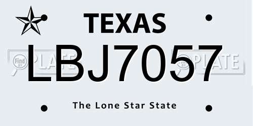 LBJ7057 Texas License Plate