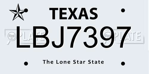 LBJ7397 Texas License Plate