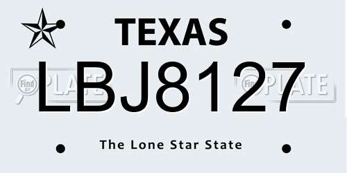 LBJ8127 Texas License Plate