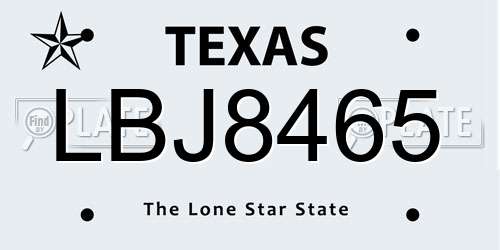 LBJ8465 Texas License Plate