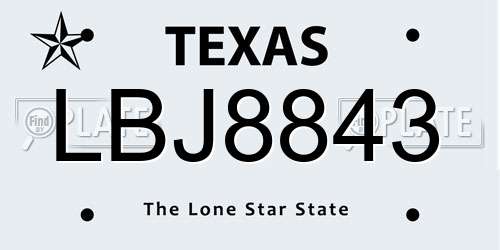 LBJ8843 Texas License Plate