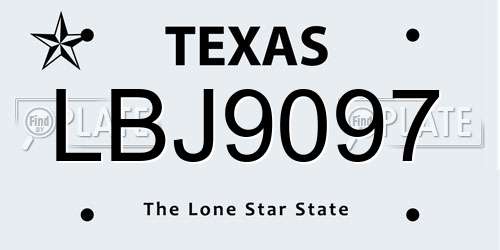 LBJ9097 Texas License Plate