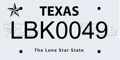 LBK0049 Texas License Plate