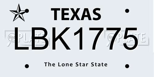 LBK1775 Texas License Plate
