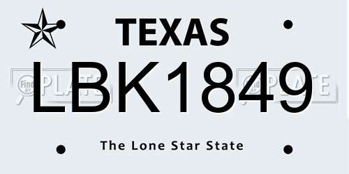 LBK1849 Texas License Plate